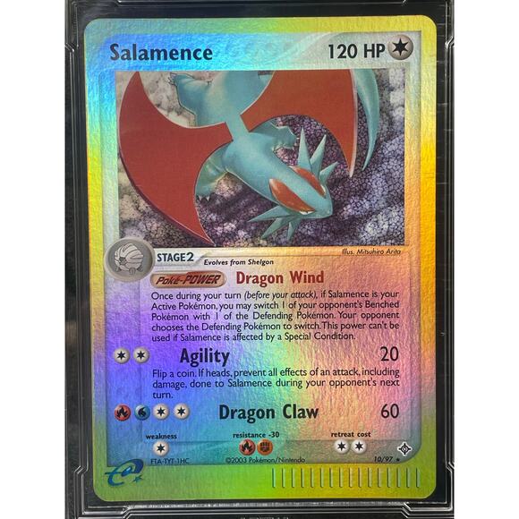 2003 Salamence Reverse Holo #10 Pokémon EX Dragon ArenaClub Graded MINT 9 - Picture 3 of 4